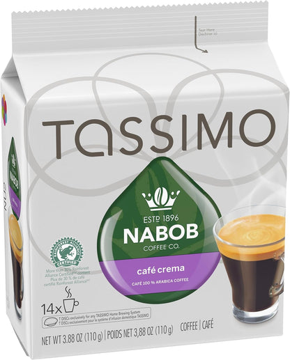 Tassimo Nabob Café Crema 咖啡单份 T 盘，110 克 & Tassimo Nabob 卡布奇诺咖啡单份 T 盘，263 克