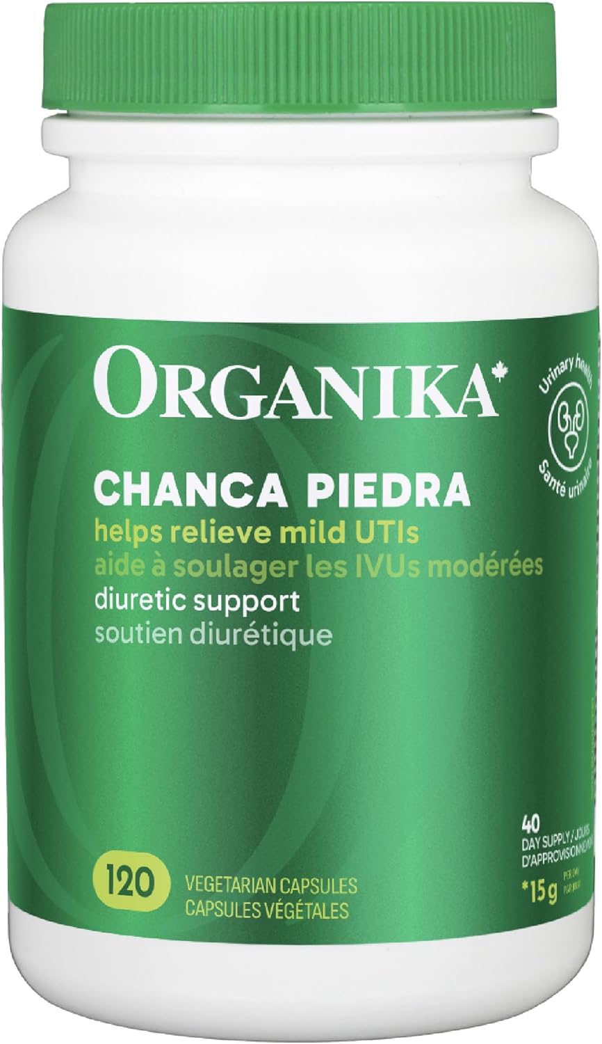 Organika 加拿大制造 Chanca Piedra 500 毫克 - 尿路感染支持 | 肾脏、胆囊和泌尿支持，清洁 - 120 粒素食胶囊