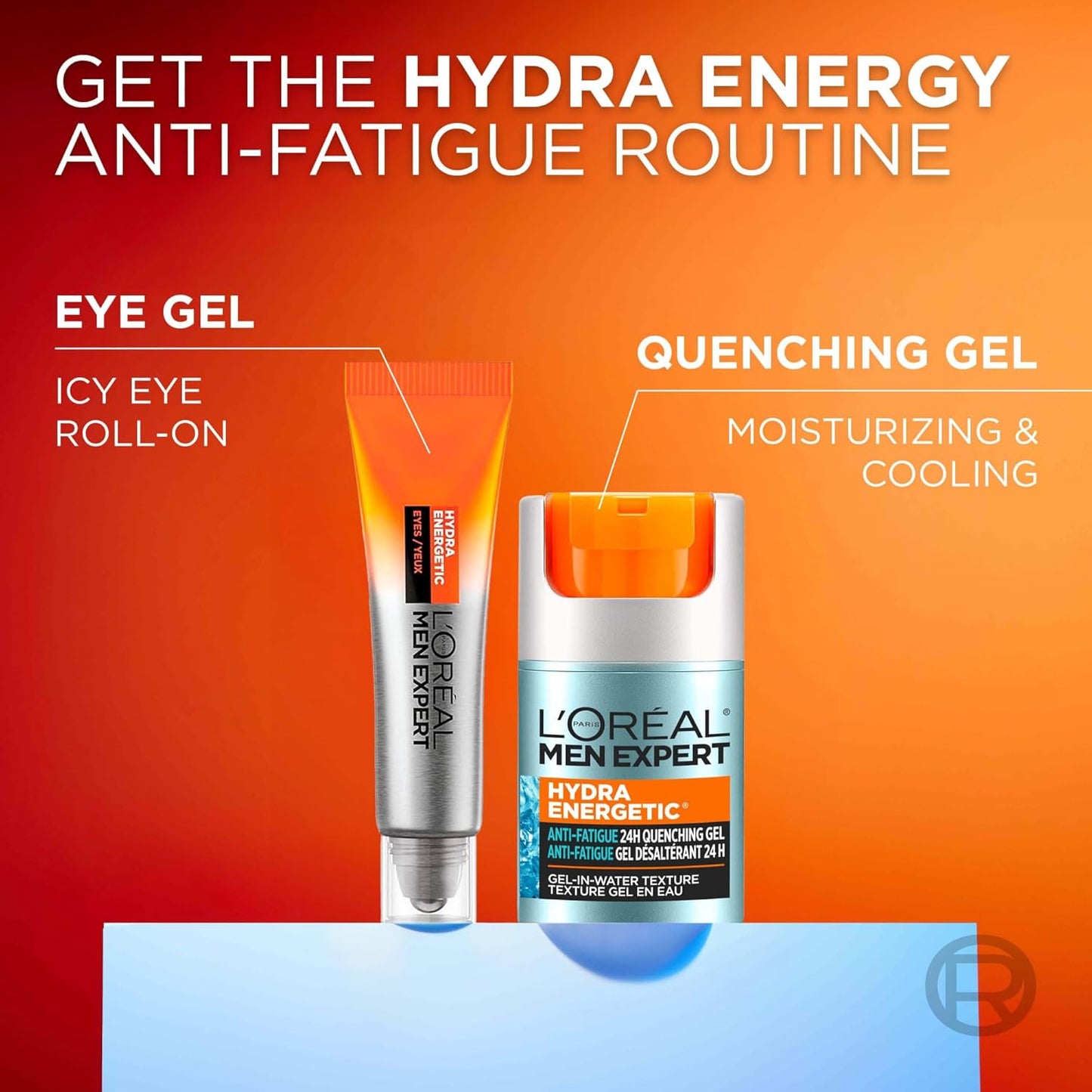 L'Oréal Paris Men Expert Anti-Fatigue 24H Moisturising Gel, Anti Shine & Oil Control Daily Moisturizer for Men, Hydra Energetic, 50ml