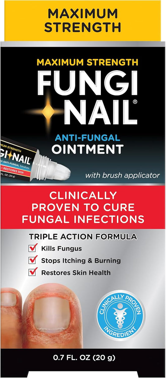 Fungi-Nail 抗真菌软膏，0.7 液体盎司 - 可杀死导致灰指甲和足癣的真菌，含 25% 十一烯酸，经临床验证可治愈真菌感染