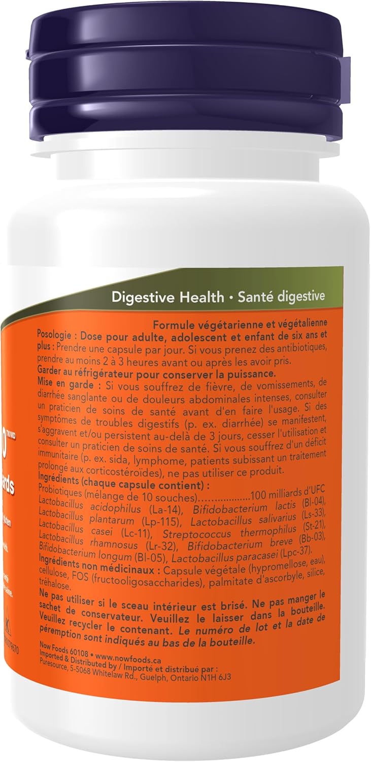 NOW Supplements, Probiotic-10™, 100 Billion, with 10 Probiotic Strains,Dairy, Soy and Gluten Free, Strain Verified, 30 Veg Capsules