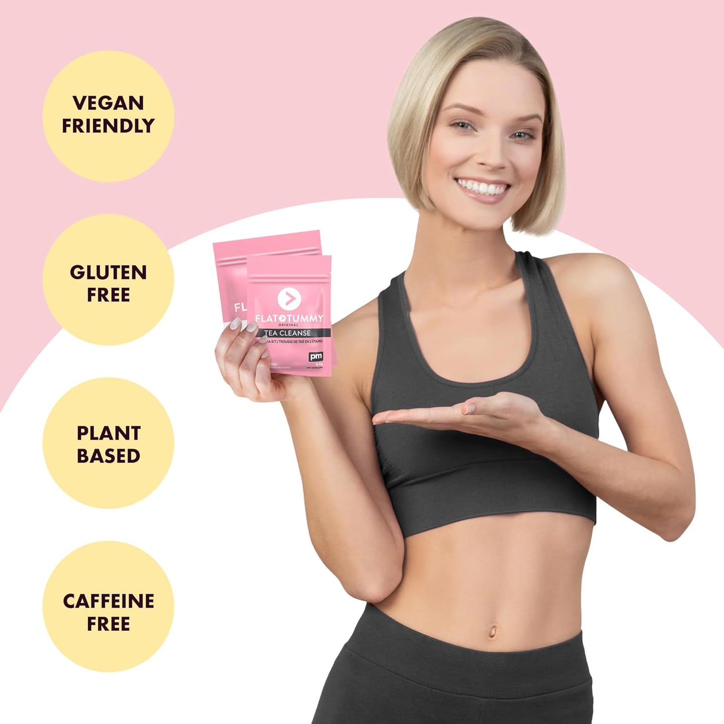 Flat Tummy Tea (2-Week, 2-Tea Program) - Detox Cleanse, Herbal Blend ft. Senna, Lemon Balm, Dandelion Root - Occasional Bloating Relief Women