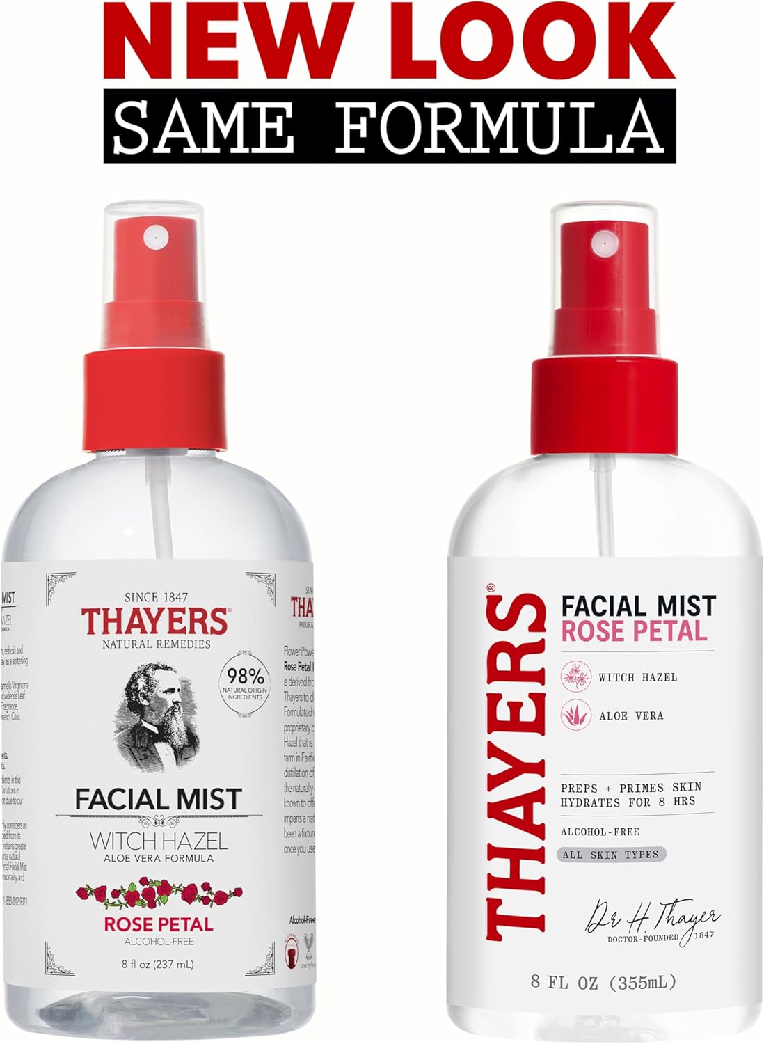 Thayers 無酒精溫和臉部爽膚水，含有機金縷梅和蘆薈，臉部噴霧含玫瑰水，適合乾性肌膚，收縮毛孔，無動物測試，237 毫升