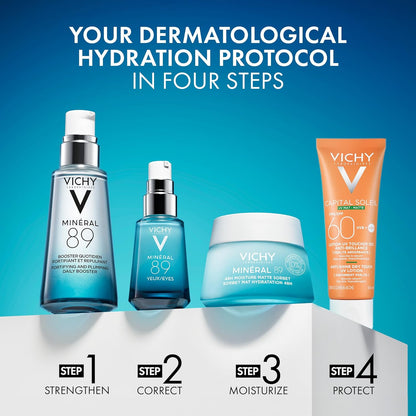 薇姿保湿面霜，矿物 89 哑光冰糕无香凝胶和透明质酸面部精华套装，适合中性至油性、敏感性肌肤，皮肤科医生推荐