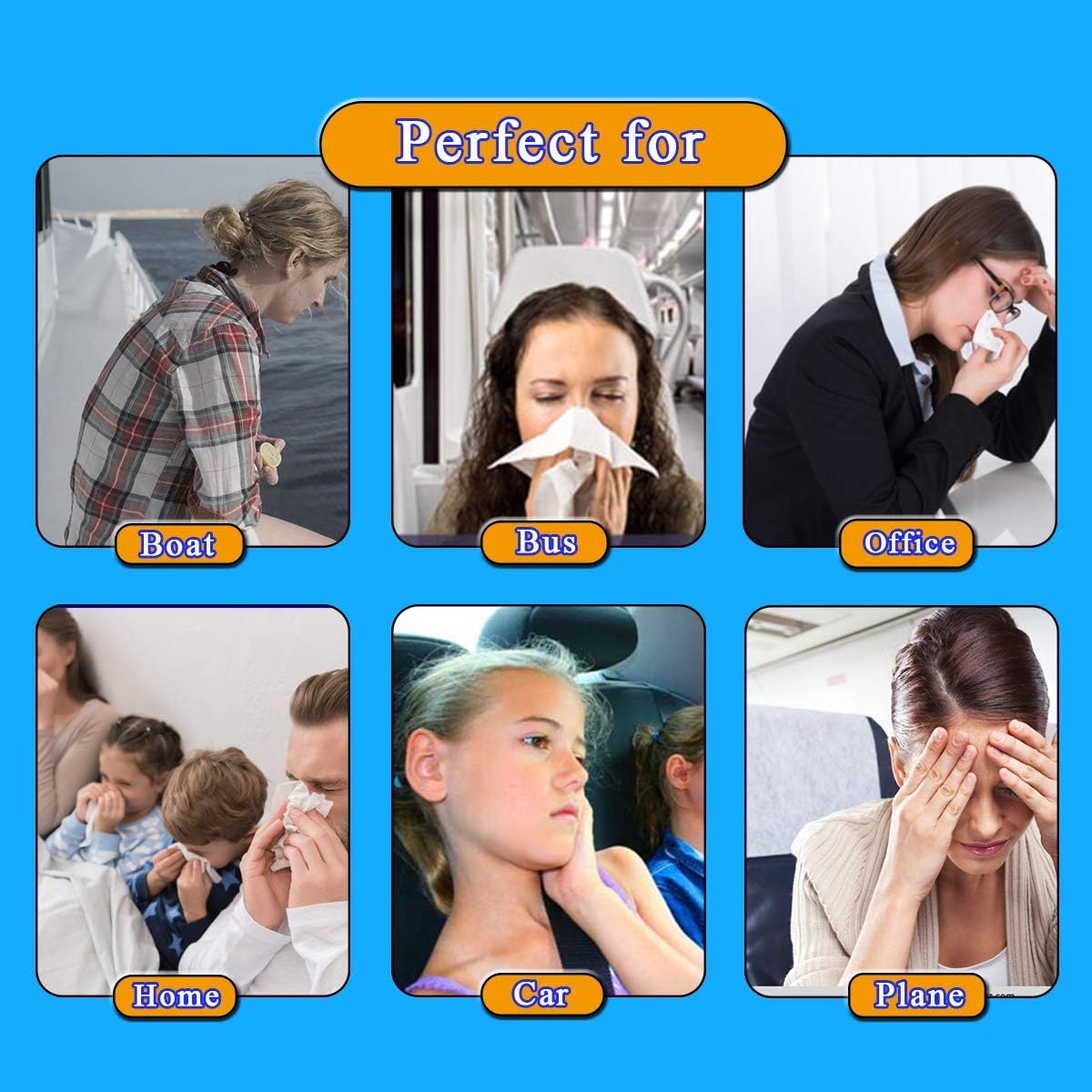 Valchoose 60 Pack Barf Bags Disposable, Portable Puke Bags, 1000ml High Density Vomit Bags, Leak Resistant Perfect for Morning Sickness, Kids, Pregnant Women, Taxis Drivers, Car Motion Sickness (Blue)