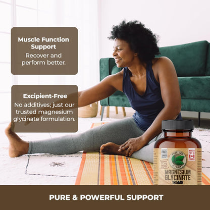 Pure Lab Vitamins 甘胺酸鎂 165 毫克 – 60 粒膠囊 - 支持肌肉功能