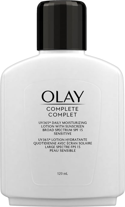 Olay Face Moisturizer by Olay, Active Hydrating Cream, 100 ml & Complete Daily Moisturizing Lotion with Sunscreen Broad Spectrum SPF 15, Sensitive, 120 ml