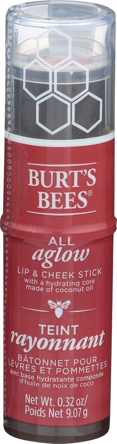 Burt's Bees 100% 天然煥彩奇蹟潤唇膏，軟化乾燥肌膚 - 17 克罐裝，1 支 & 100% 天然煥彩唇頰兩用棒，牡丹色，1 支