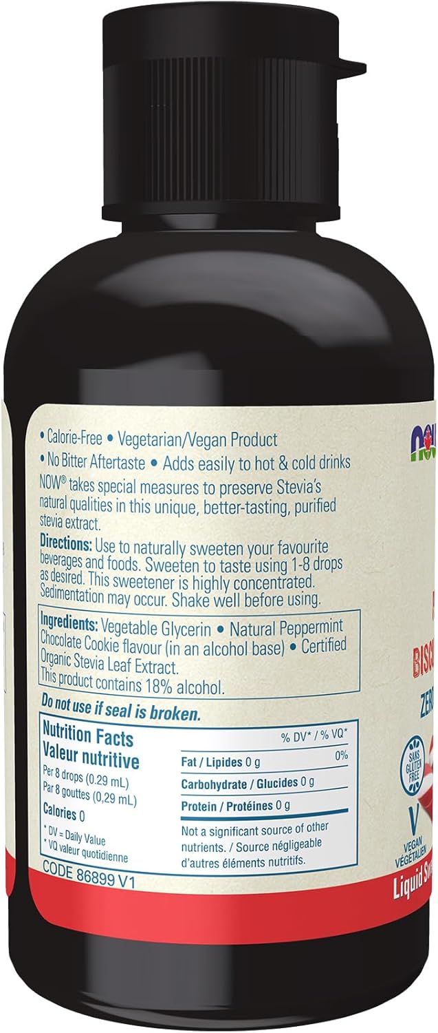 NOW BetterStevia Peppermint Cookie Zero-Calorie Liquid Sweetener, Keto Friendly, Suitable for Diabetics, No Erythritol, 59ml