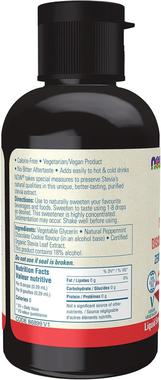 NOW BetterStevia Peppermint Cookie Zero-Calorie Liquid Sweetener, Keto Friendly, Suitable for Diabetics, No Erythritol, 59ml
