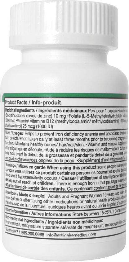 EBMfer PLUS 素食膠囊 30 粒 | 每日 1 粒 | 鐵質維持 | 產前護理 | 免疫支持 | 頭髮、皮膚、指甲和骨骼支持 | 30 粒膠囊