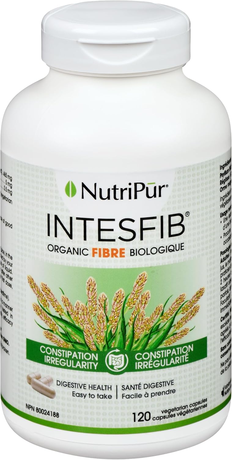 Nutripur IntesFib Organic Psyllium Fibre, 120 vegetarian capsules