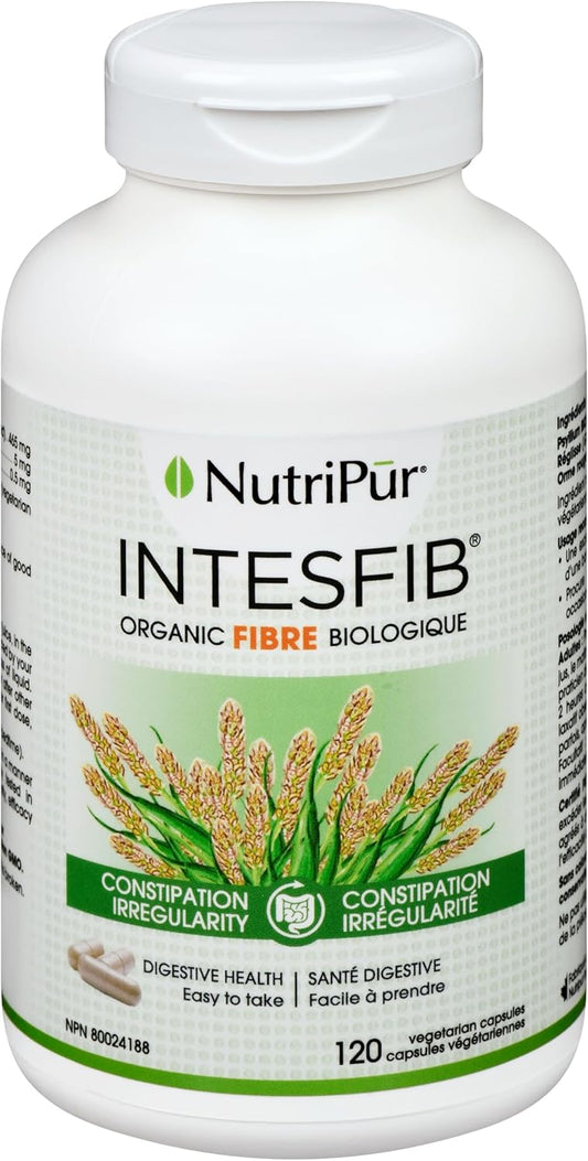 Nutripur IntesFib Organic Psyllium Fibre, 120 vegetarian capsules