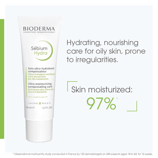 Bioderma Sébium Hydra 护肤品，油性皮肤保湿面部乳液，重建皮肤屏障，0.01 磅