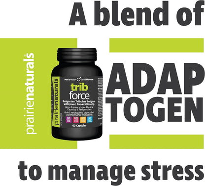 Prairie Naturals Trib Force 蒺藜和保加利亞蒺藜膠囊 - 增強體能。人參。健康的血糖水平。認知功能。緩解精神疲勞。非基因改造。無麩質。無酵母。無乳製品 - 60 攝氏度…