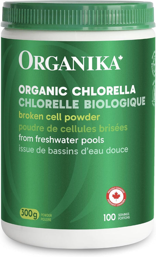 Organika Chlorella Certified Organic Powder- Broken Cell Wall for Enhanced Bioavailability, Extensive Nutrient Profile, Alkalining, Detoxify- 300g