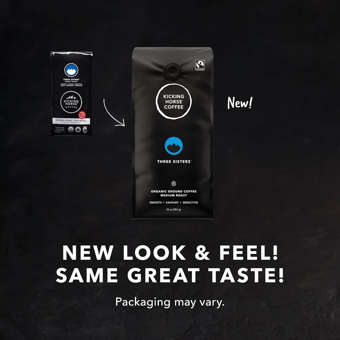 Kicking Horse Coffee - Three Sisters Blend；研磨 100% 阿拉比卡咖啡；中度烘焙；全有機和公平貿易；284 克 & Grizzly Claw Blend，研磨 100% 阿拉比卡咖啡