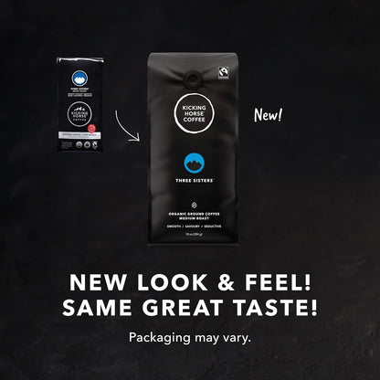 Kicking Horse Coffee - Three Sisters Blend；研磨 100% 阿拉比卡咖啡；中度烘焙；全有機和公平貿易；284 克 & Grizzly Claw Blend，研磨 100% 阿拉比卡咖啡