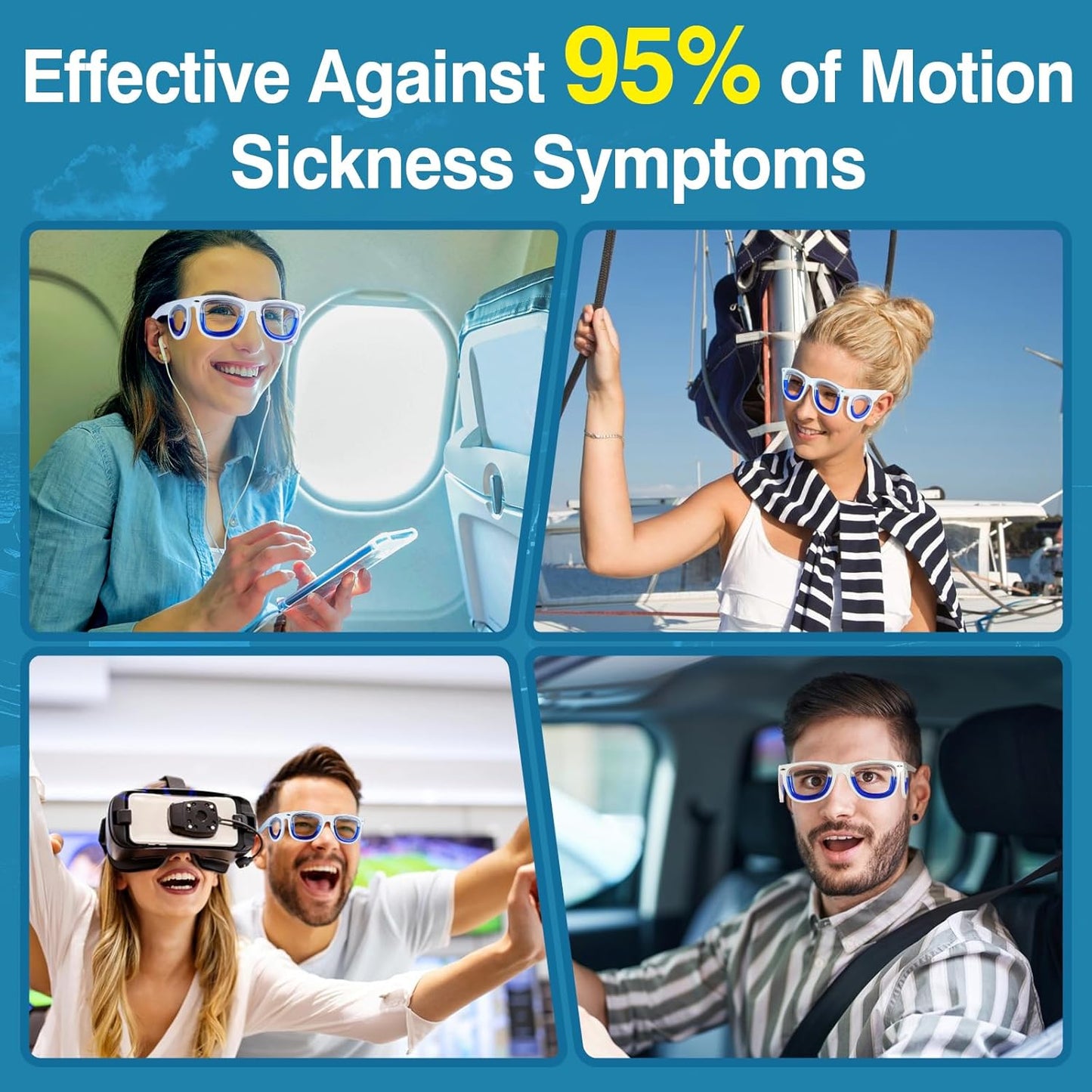 Hion 2 副成人防暈動病智慧眼鏡，超輕便攜式緩解噁心液體眼鏡，暈車暈機暈船眼鏡，旅行/巡航必備品