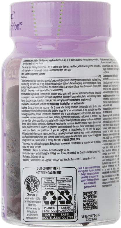 Vitafusion Sleepwell 成人维生素软糖，每日剂量含 5 毫克褪黑激素，有助于改善睡眠质量，60 粒（1 个月用量），包装可能有所不同