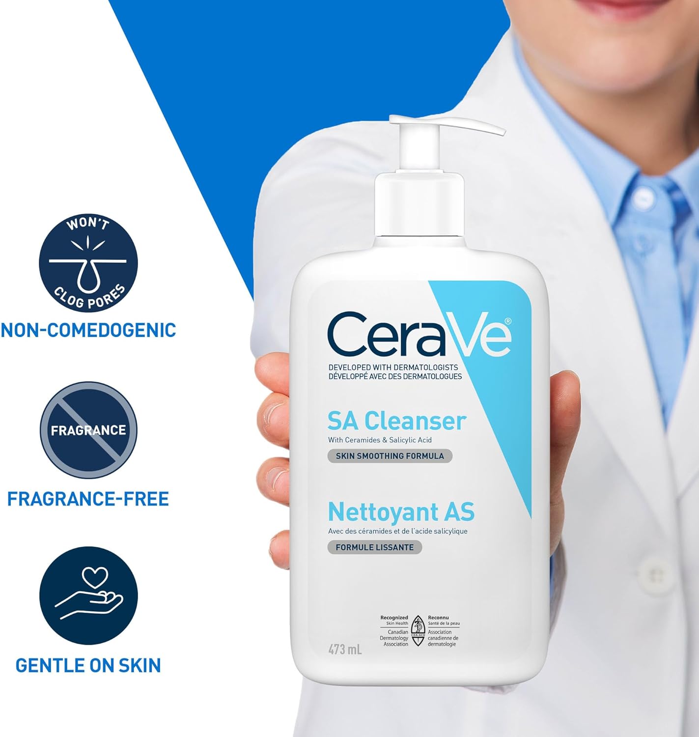 CeraVe SALICYLIC ACID Cleanser, Renewing SA Smoothing BHA Exfoliant for Face. Suitable for Keratosis Pilaris & Psoriasis. Gentle Cleanser With Hyaluronic Acid, Niacinamide, Vitamin D & Ceramides. Fragrance Free, No micro…