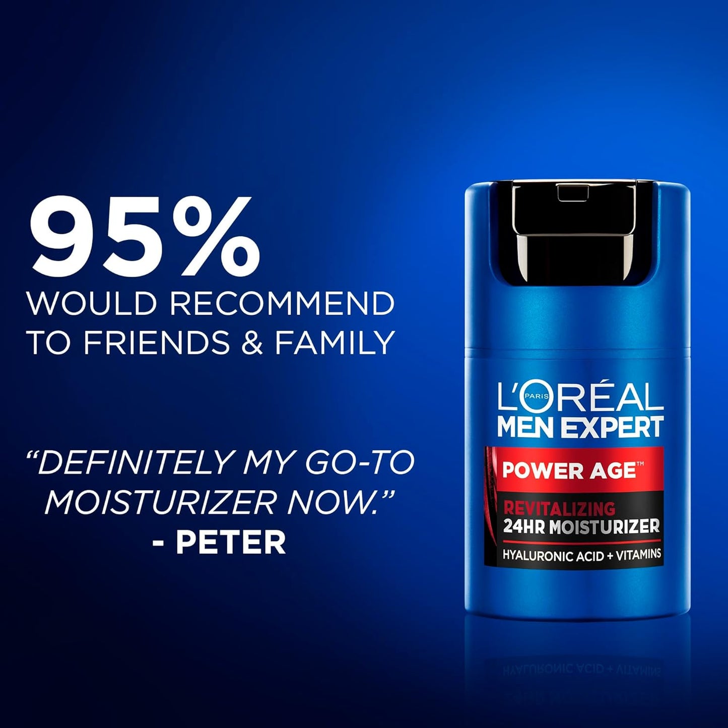 L’Oréal Paris Men Expert Face Cream Men with Hyaluronic Acid and Vitamins, Fights Signs of Aging, Power Age, Packaging May Vary, 50 mL