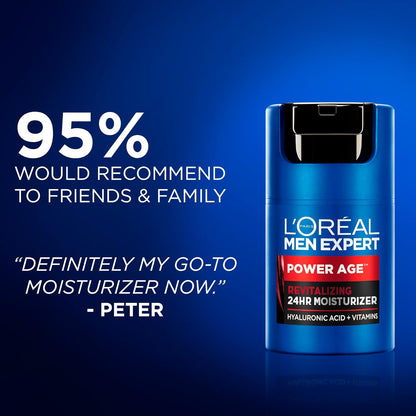 L’Oréal Paris Men Expert Face Cream Men with Hyaluronic Acid and Vitamins, Fights Signs of Aging, Power Age, Packaging May Vary, 50 mL