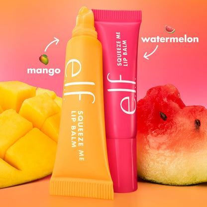 e.l.f. Squeeze Me More Lip Balm Duo, Moisturizing Balm For A Sheer Tint Of Colour, Made With Hyaluronic Acid, Vegan & Cruelty-Free, Mango & Watermelon
