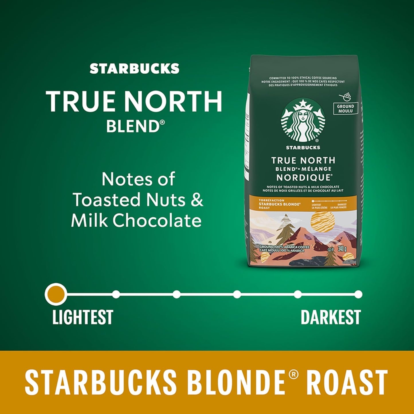 星巴克 True North Blend 金色烘焙研磨咖啡袋装 340 克