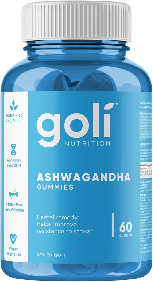 Goli 南非醉茄和维生素 D 软糖 - 60 粒 - 混合浆果，KSM-66，纯素，植物基，非转基因，无麸质，无明胶，放松。恢复。舒缓，1 包