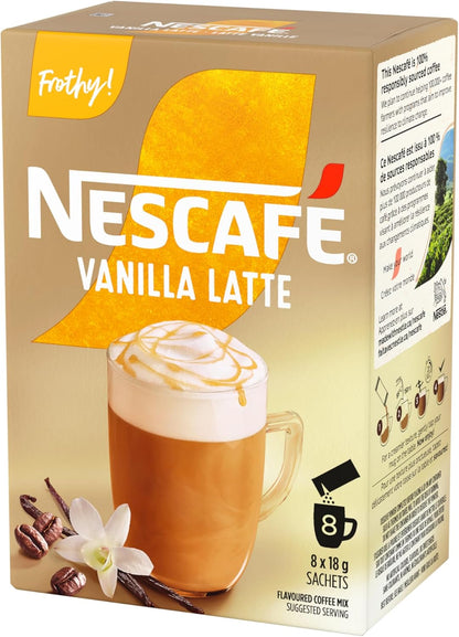 雀巢金牌香草拿铁速溶咖啡，48 袋，8 包（6 包）
