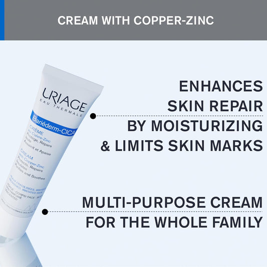 Uriage Bariéderm-CICA Repair Cream With Copper-Zinc - Multi-Purpose Cream For Marks, Weakened & Irritated Skin - Face & Body Moisturizer For The Whole Family - 40ml