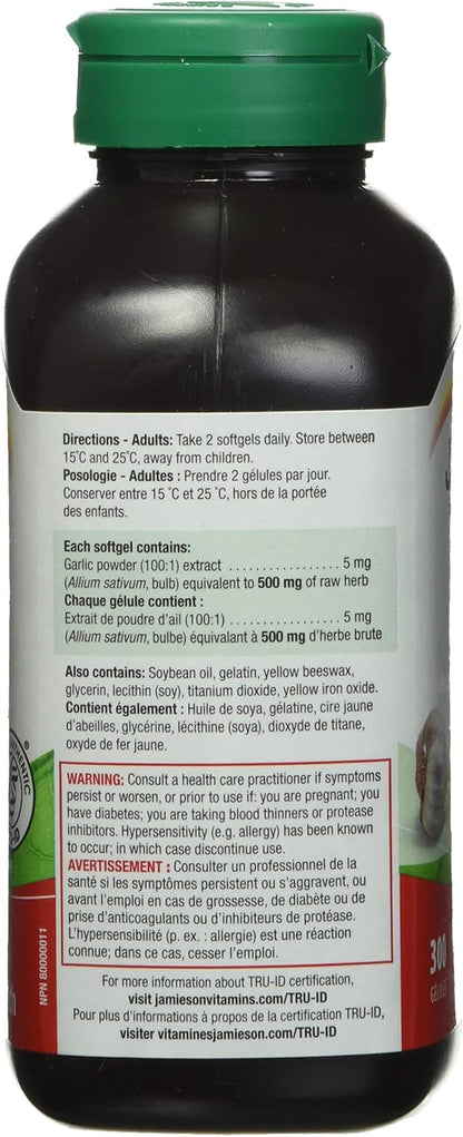 High Absorption Turmeric with Black Pepper 4,000 mg - Non-GMO, Gluten-Free & Odourless Garlic 500mg 300 Softgels