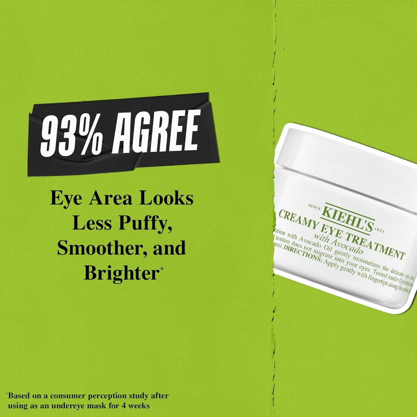 Kiehl's Avocado Eye Treatment, Nourishing and Hydrating Eye Cream, Avocado Oil and Caffeine to Energize and Invigorate Dry, Tired Eyes, 99% Naturally Derived Formula