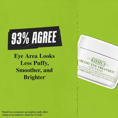 Kiehl's Avocado Eye Treatment, Nourishing and Hydrating Eye Cream, Avocado Oil and Caffeine to Energize and Invigorate Dry, Tired Eyes, 99% Naturally Derived Formula