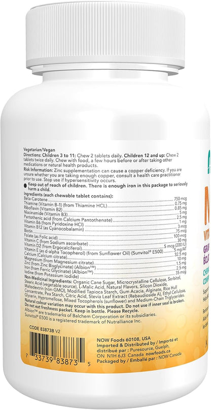 NOW Kids Supplements, 儿童维生素复合维生素，葡萄味，120 片咀嚼片