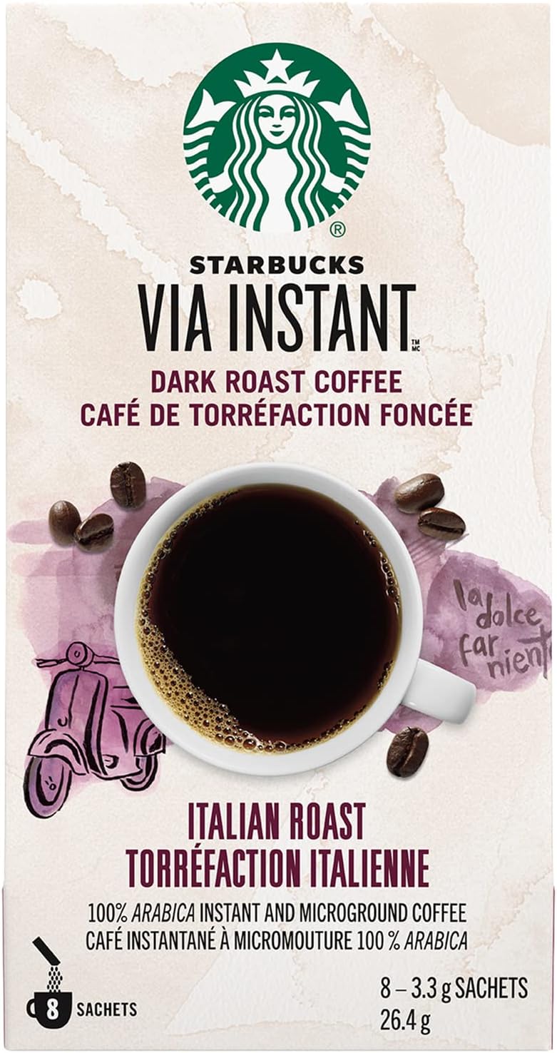 星巴克 Via 速溶意式深度烘焙咖啡，8 支装，中度烘焙优质速溶咖啡 90 克