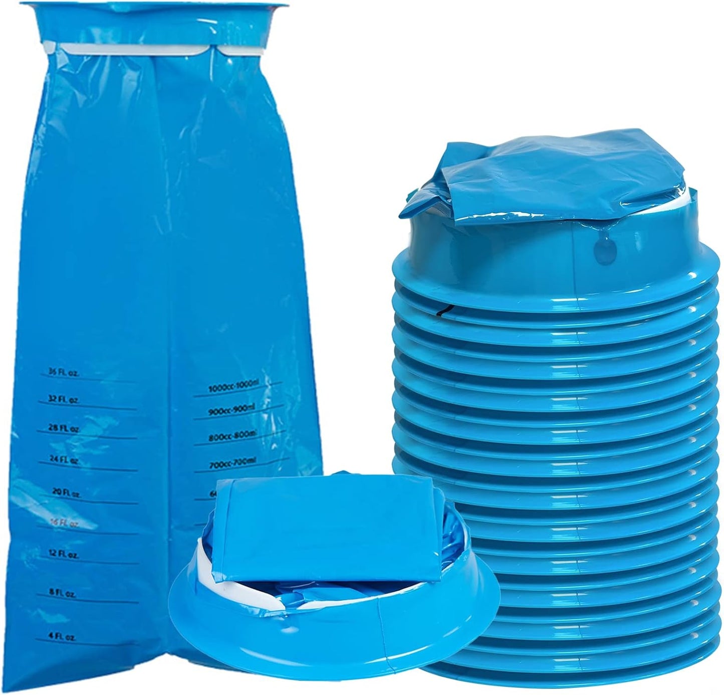 Harewu 24 件嘔吐袋一次性 1000ml 高密度嘔吐袋，便攜式嘔吐袋，適用於孕吐、兒童、孕婦、出租車司機、暈車（藍色（24 件）