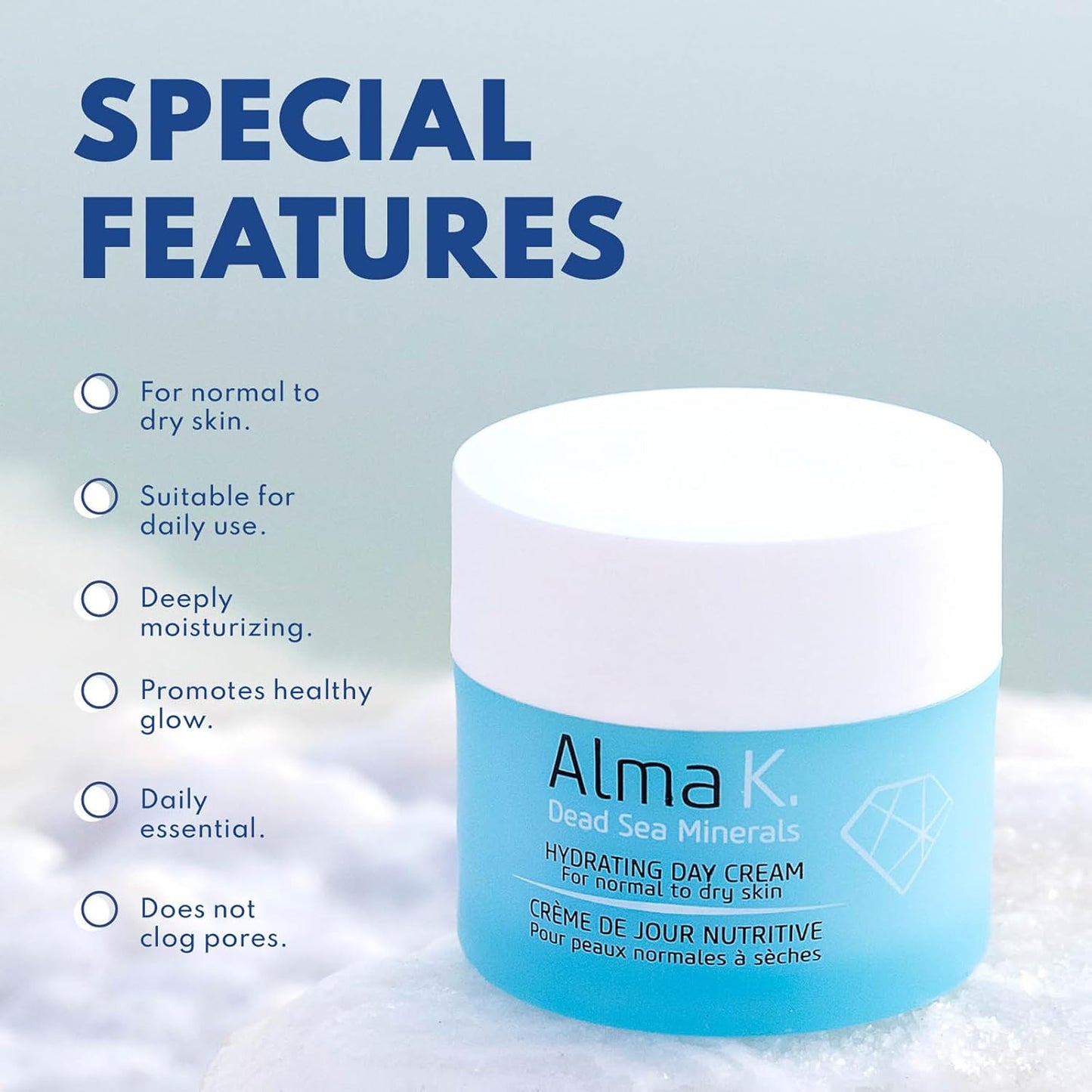 ALMA K 保湿日霜 - 适合中性至干性肌肤的日霜 - 日常面部保湿霜 - 含橄榄油和鳄梨油的面部保湿霜 - 1.7 盎司