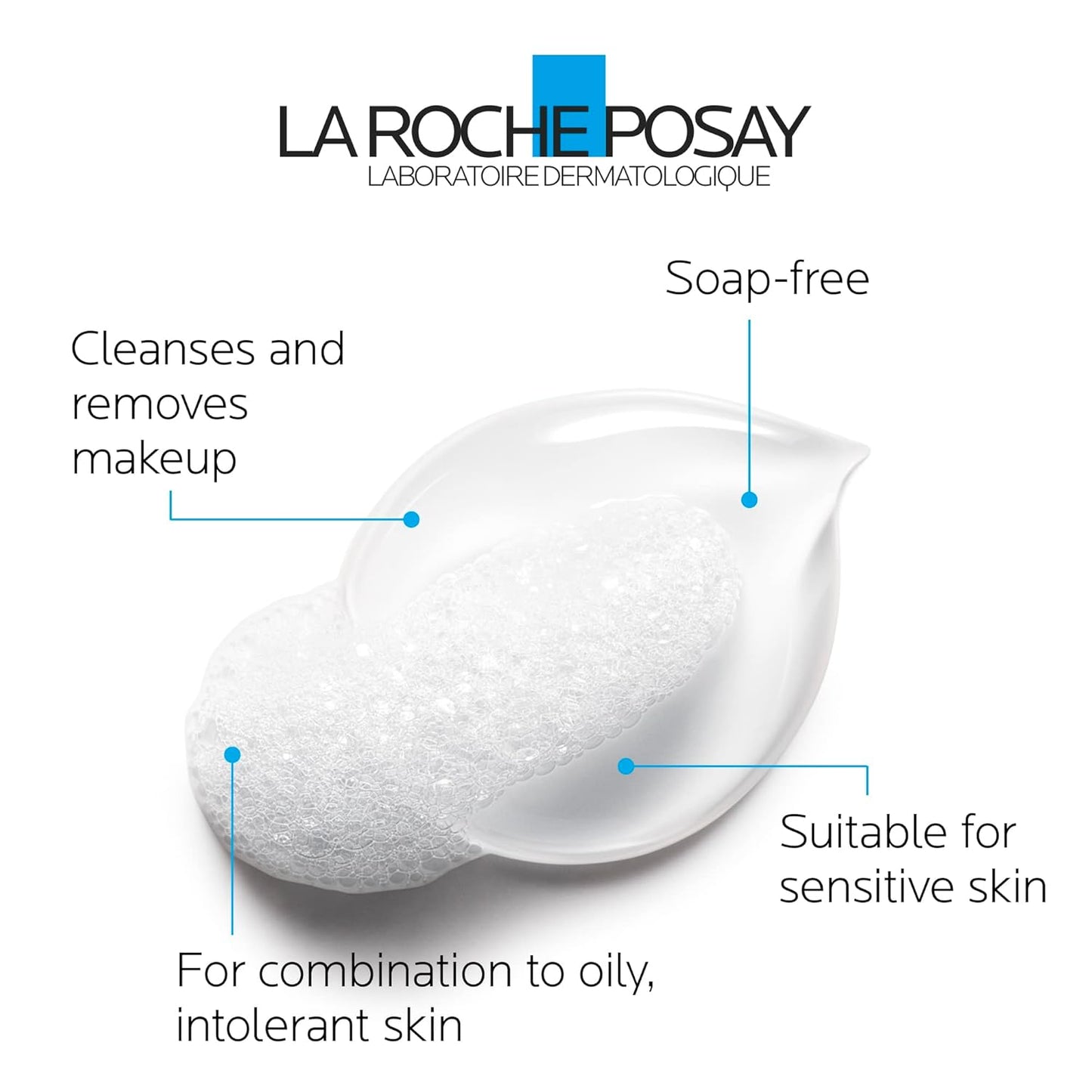 La Roche-Posay Face Cleanser, Toleriane Purifying Foaming Cream for Sensitive Skin with Glycerin, Cleanser and Makeup Remover, Fragrance Free, Preservative Free, Soap Free, Dermatologist Recommended Brand, 125 ML