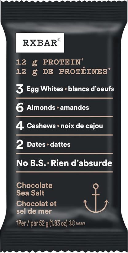 RXBAR Peanut Butter Chocolate Protein Bars 12 x 52 g & RXBAR Protein Bar Blueberry 12x52g (Pack of 12) & RXBAR Protein Bar Chocolate Sea Salt 12x52g (Pack of 12)