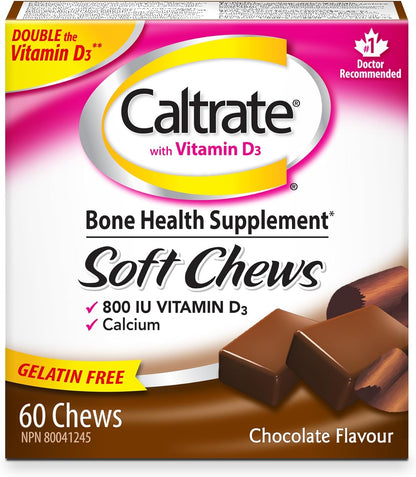 Caltrate 維生素 D 軟糖（60 粒，巧克力口味），鈣，骨骼健康補充劑