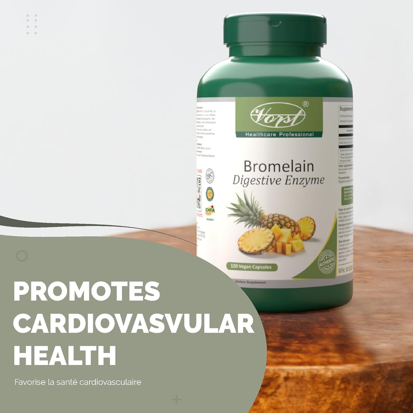 VORST Bromelain 500mg 2400 GDU/g 120 Vegan Capsules | Digestive Enzyme for Women and Men | Pineapple Extract for Inflammation & Eye Health | Powder Pills | 1 Bottle