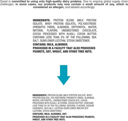 Quest Nutrition 双倍巧克力块蛋白棒，高蛋白，高纤维，低糖，适合生酮饮食，20 克蛋白质，1 克糖，12 支