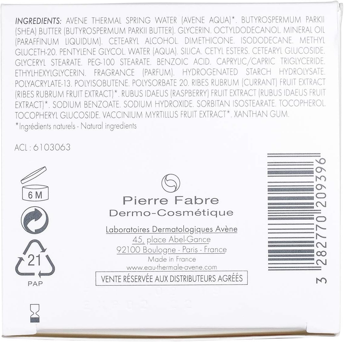 Eau Thermale Avene RICH Revitalizing Nourishing Cream, Ultra Nourishing Face Moisturizer, Red Fruit Extract, Antioxidant Protection, Non-comedogenic, 50 ml