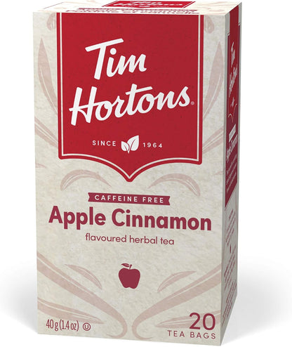 Tim Horton 速溶卡布奇诺，法式香草味，16 盎司和苹果肉桂茶包，草本茶，脱咖啡因，20 个