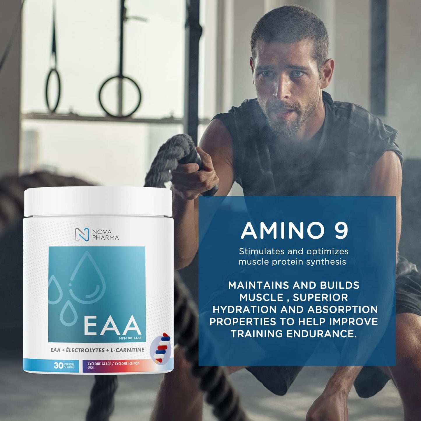 Nova Pharma EAA 補充劑 – 必需胺基酸 + 電解質 – 支持肌肉恢復、補水和性能 – 純素、無糖、無興奮劑 – 30 份（Cyclone）