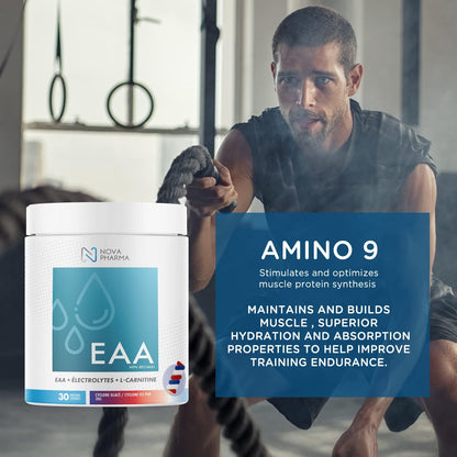 Nova Pharma EAA 補充劑 – 必需胺基酸 + 電解質 – 支持肌肉恢復、補水和性能 – 純素、無糖、無興奮劑 – 30 份（Cyclone）