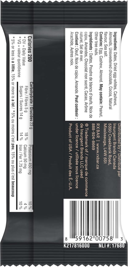 RXBAR 蛋白棒巧克力海盐味 12x52克（12条装）