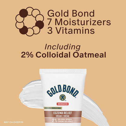 Gold Bond 药用湿疹缓解霜，225 毫升管装，不含类固醇和香料的湿疹霜，含 2% 胶体燕麦，可缓解湿疹引起的皮疹、瘙痒和刺激